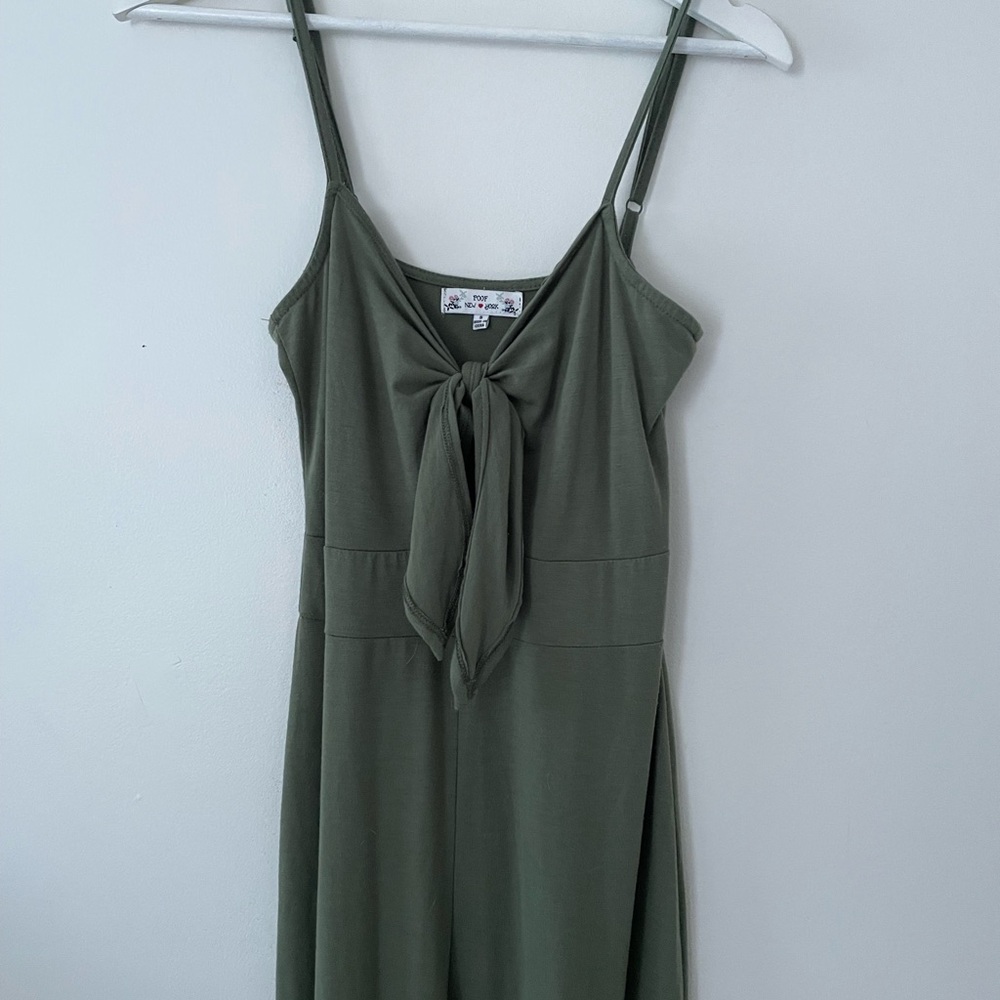 Olive Green Tie-Front Maxi jumpsuit